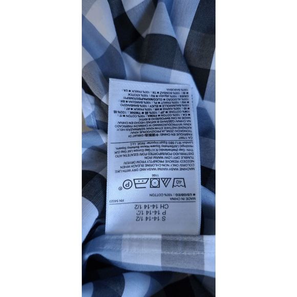 Banana Republic Blue Plaid Non Iron Slim Fit Men's Size S Casual Career - Picture 9 of 10